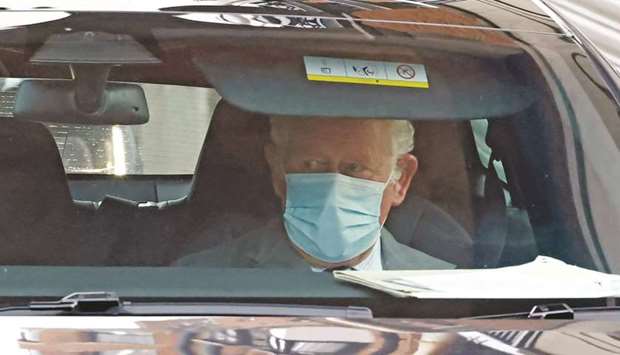 Prince Charles leaves the King Edward VII hospital in central London after seeing his father Prince Philip.