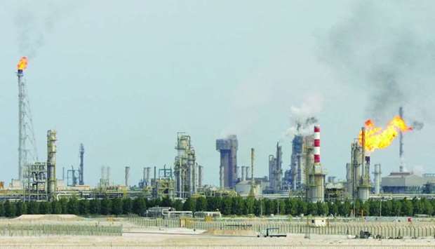 This file photo taken on February 1, 2006 shows an oil refinery on the outskirts of Doha. The mining and quarrying index, which has a relative weight of 83.6%, saw a 12% surge month-on-month on account of 12% increase in the extraction of crude petroleum and natural gas and 3.8% surge in other mining and quarrying sectors.