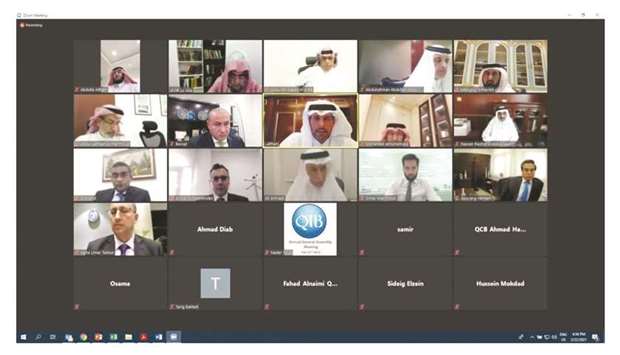 QIB chairman Sheikh Jassim bin Hamad bin Jassim bin Jaber al-Thani and other directors at the bank's