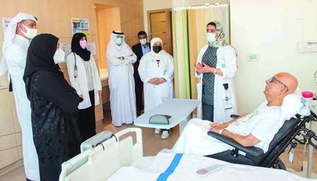 HE the Minister of Public Health Dr Hanan Mohamed al-Kuwari visiting the Post-Covid Inpatient Unit established at the Qatar Rehabilitation Institute (QRI) to offer a holistic programme to patients with severe Covid-19 symptoms to help in their recovery.