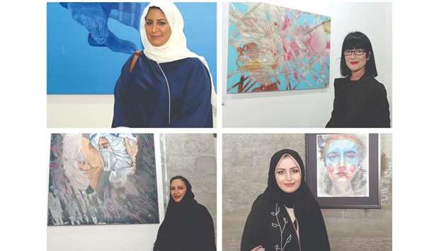 Clockwise from left, Muna al-Bader, curator of the exhibition; US artist and designer Astrid Kensinger; Shatha al-Shammari; and Eman al-Sulaiti, Qatari portrait artist