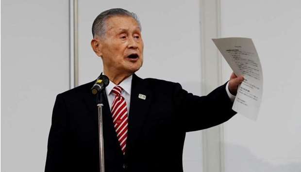 Tokyo 2020 president Yoshiro Mori speaks at a news conference in Tokyo on February 4