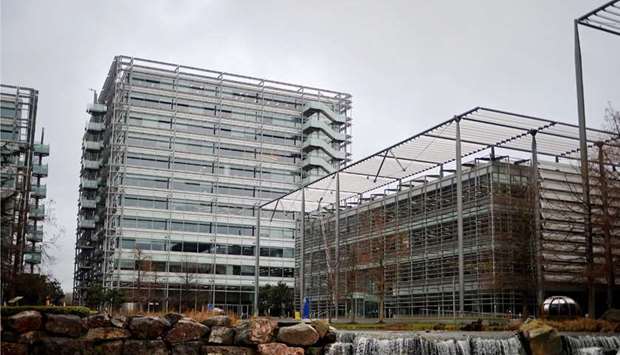 An office block that houses the offices of China's CGTN Europe (China Global Television Network), is pictured in Chiswick Park, west London