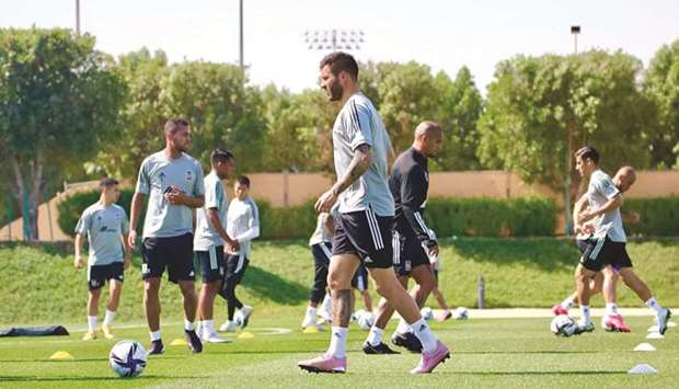 Mexicou2019s Tigres UANL pictured during a training session in Doha yesterday.