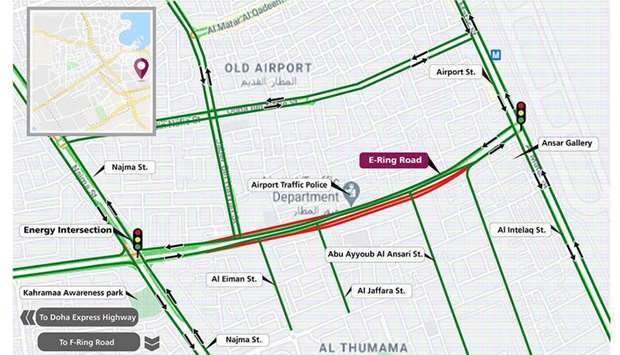 Diversion on part of E-Ring Road from Energy Intersection towards Airport Streetrnrn