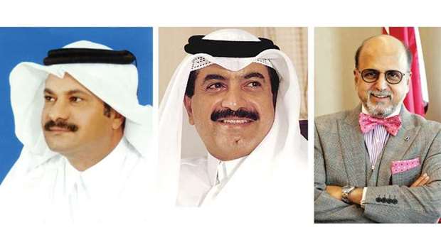 From left: Doha Bank chairman Sheikh Fahad bin Mohamed bin Jabor al-Thani; managing director Sheikh Abdul Rahman bin Mohamad bin Jabor al-Thani; and group chief executive Dr R Seetharaman.
