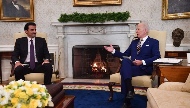 President Joe Biden said Monday he plans to designate Qatar as a major non-NATO ally, granting a special status to a key ally in the Middle East. Biden made the announcement as he met His Highness the Amir, Sheikh Tamim bin Hamad al-Thani, in the Oval Office.
