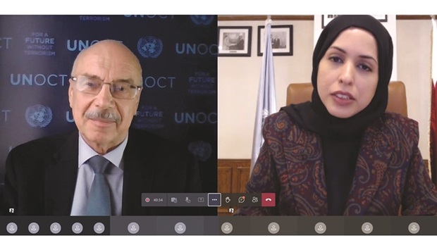 HE Qatar's Permanent Representative to the UN Ambassador Sheikha Alya Ahmed bin Saif al-Thani attending the UNOCT annual briefing.