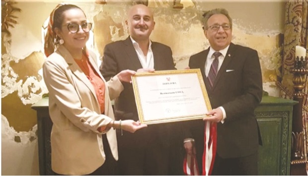 Peru ambassador to Qatar, Jose Benzaquen Perea, presented a Diploma of Recognition to the managers of Coya Doha restaurant for promoting Peruvian gastronomy, declared one of the best cuisines worldwide.