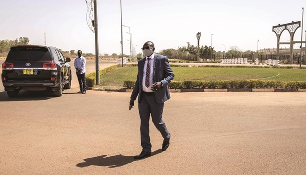 Opposition leader, Eddie Komboigo leaves the Presidential palace after talks with Lieutenant-Colonel Paul-Henri Sandaogo Damiba in Ouagadougou, yesterday.