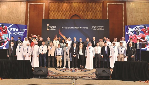 Mansour Mohamed al-Ansari, General Secretary of the Qatar Football Association, and Ahmed Khalil al-Abbasi, Executive Director of Competitions and Football Development at the Qatar Stars League, participated in the FIFA Professional Football Workshop for leagues and clubs, which was held from February 11-12 in Abu Dhabi.