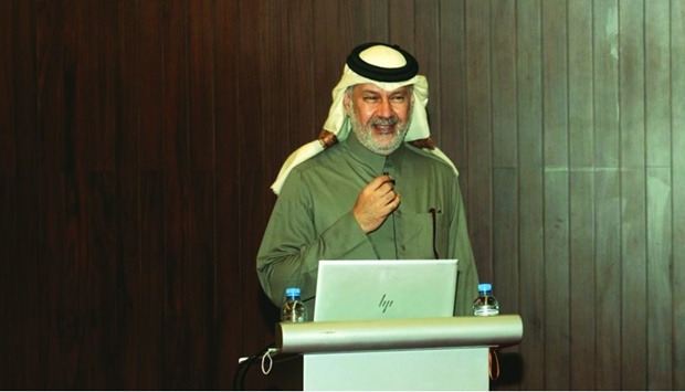 Dr Abdullah al-Ansari addressing the meeting