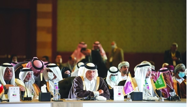 HE the Speaker of the Shura Council Hassan bin Abdullah al-Ghanim and other delegates at the 32nd Conference of the Arab Inter-Parliamentary Union, which concluded Friday in Cairo.
