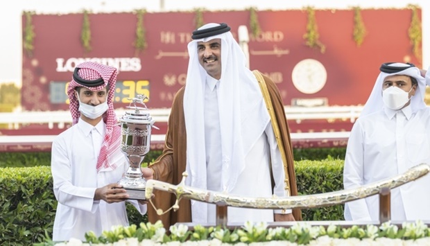 Jockey Jim Crowley rides Khalifa bin Sheail al-Kuwari-owned favourite Lady Princess to HH The Amir Sword Purebred Arabians victory at HH The Amir Sword Festival.