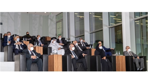 President Abdelmadjid Tebboune watcching a video presentation highlighting figures and statistics on the Foundation's achievements in a number of areas related to its activities.