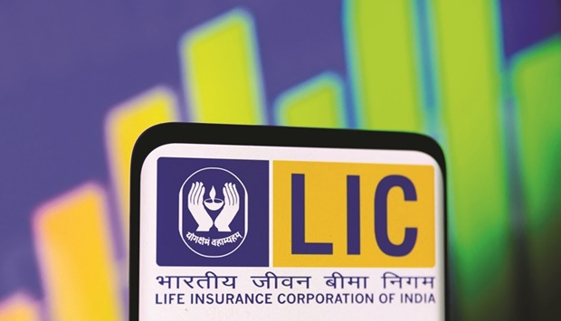 The LIC logo is displayed in this illustration taken on February 20. LIC has almost $530bn in assets.
