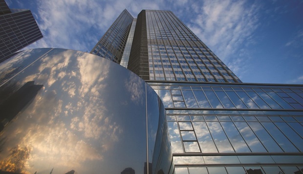 The headquarters of the European Central Bank in Frankfurt. ECB officials grappling with the question of how to wean the euro area off ultra-loose stimulus are starting to sketch out a monetary policy path that remains far less aggressive than global peers.