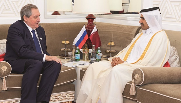 Discussions during the meeting, which was held on the sidelines of the Gas Exporting Countries Forum Summit, dealt with relations between Qatar and Russia in the field of energy, as well as with issues related to the Forum and to advancing its mission.
