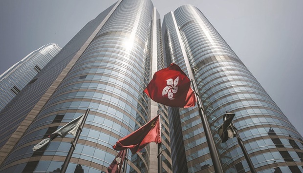 An external view of the Hong Kong Stock Exchange. The Hang Seng Index closed down 2.9% to 23,467.22 points yesterday.