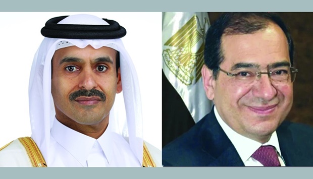 Minister of State for Energy Affairs HE Saad bin Sherida al-Kaabi,  Egypt's Minister of Petroleum and Mineral Resources Tarek El-Molla