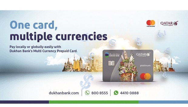 Dukhan Bank has announced the launch of its multi-currency Mastercard prepaid card co-branded with Qatar Airways, which allows customers to make transactions in five different widely used currencies from one card.