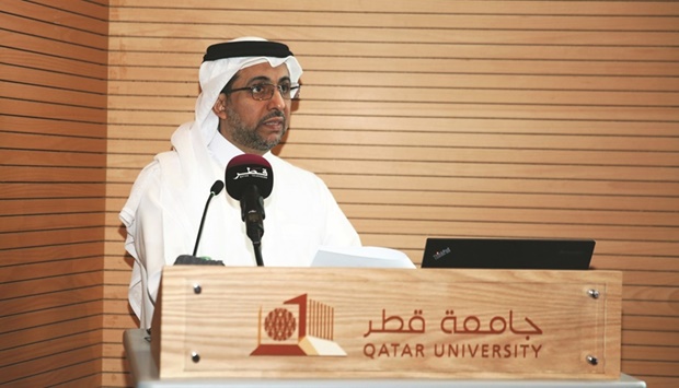 QU president Dr Hassan al-Derham addressing the event.