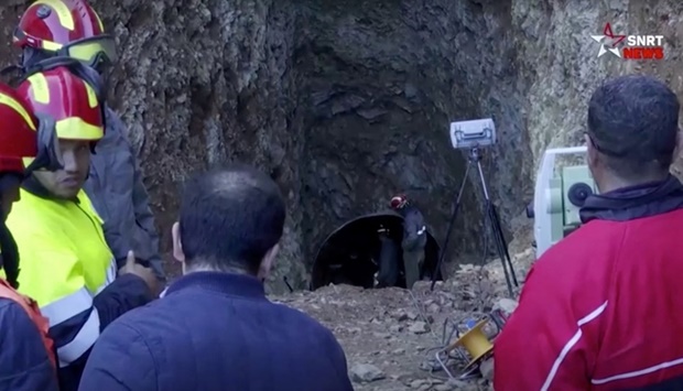 A view shows the site where rescuers are working to reach a five-year-old boy trapped in a well in the northern hill town of Chefchaouen, Morocco, in this still image taken from a video and obtained by Reuters
