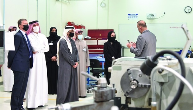 HE Buthaina bint Ali al-Jabr al-Nuaimi with other officials during her visit to CNA-Q.