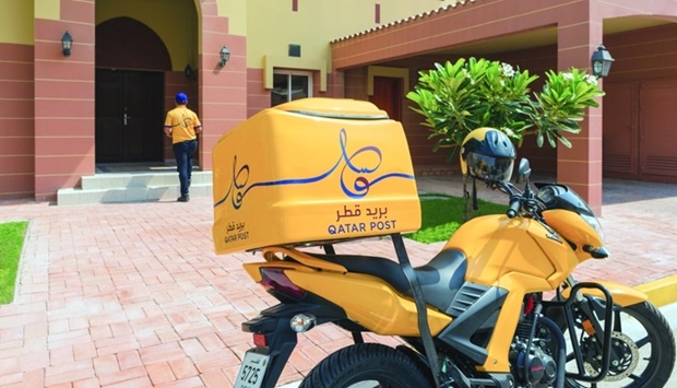 A Qatar Post delivery motorcycle.