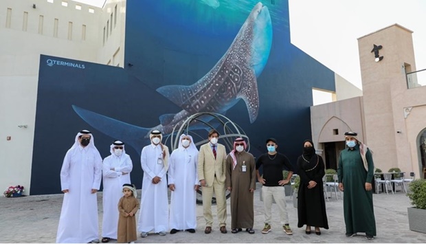 The artist used the facade of Building No. 41 opposite the waterfront of Katara to create the mural, titled 'Ocean in the Sky'.