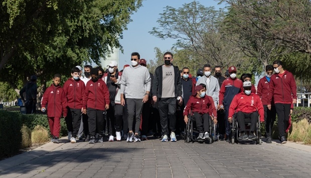 Glimpses of HE Sheikh Joaan bin Hamad al-Thani's participation in the NSD events on Tuesday along and people taking part in the Sport For Life Walk.