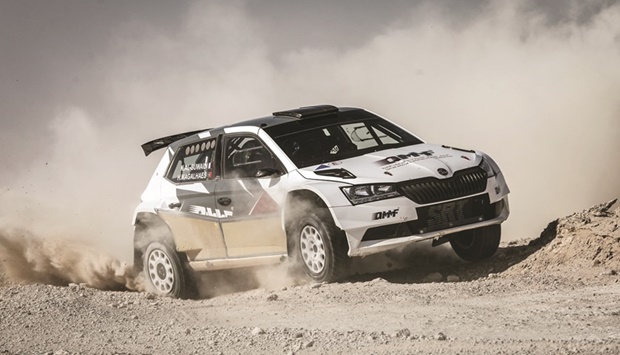 QMMF Rally Teamu2019s Khaled al-Suwaidi tests his car on Tuesday ahead of this weekendu2019s Qatar International Rally.