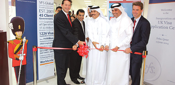 Ambassador Hopton opening the new UK visa application centre in Jaidah Square, Airport Road, Doha, yesterday.