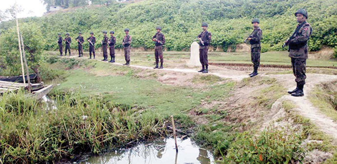 Border Guard Bangladesh troops patrolling the border with Myanmar at Naikkhangchhari in Bandarban.