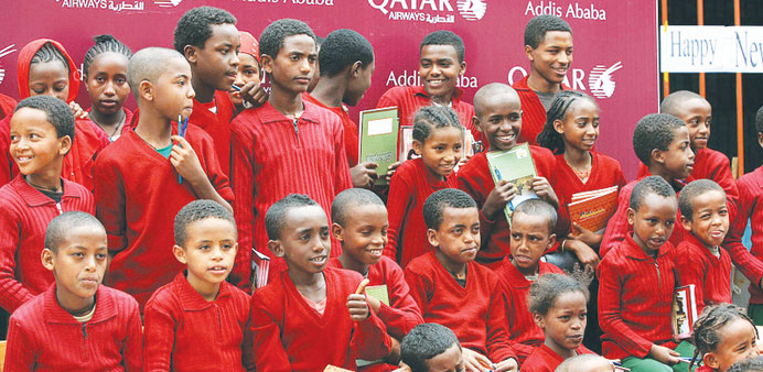 Children attending a Qatar Airways-organised programme.