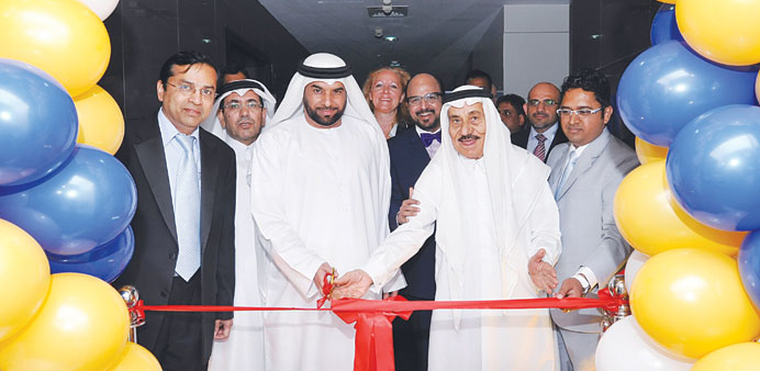 Doha Bank vice-chairman Ahmed Abdul Rahman Yousuf Obaidan Fakhroo, second right, and Seetharaman among other dignitaries during the opening of the ban