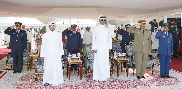 HH the Emir Sheikh Tamim bin Hamad al-Thani and HE the Prime Minister and Minister of Interior Sheikh Abdullah bin Nasser bin Khalifa al-Thani with ot