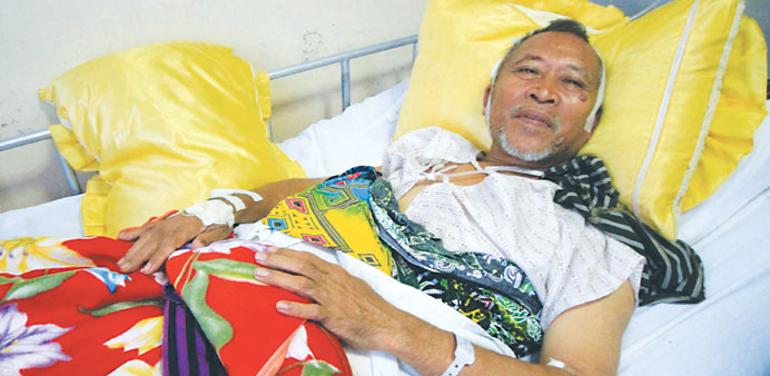 Mayor Abdulmalik Manamparan of Nunungan town, recuperates at a hospital in Iligan City, Lanao del norte province, on the southern island of Mindanao, 