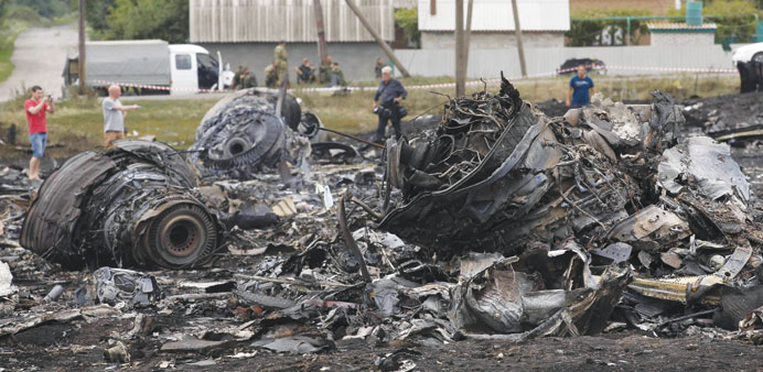 The crash site of the Malaysian flight MH17 near the Ukraine-Russia border.