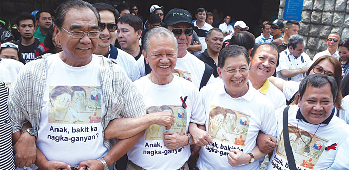Several groups marched to Edsa seeking President Benigno Aquinou2019s resignation on Sunday, the first of a series of mass actions.