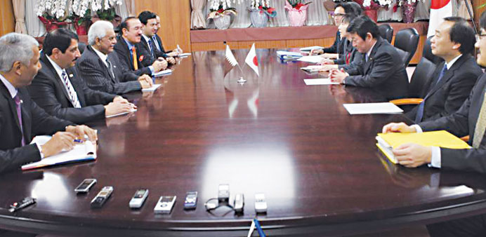 The Qatari delegation, headed by HE the Chairman of Administrative Control and Transparency Authority Abdullah bin Hamad al-Attiyah, holding talks wit