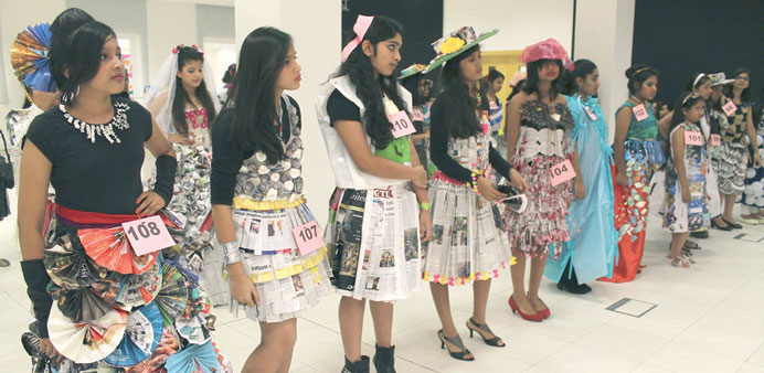 Some of the contestants at the fashion design contest.