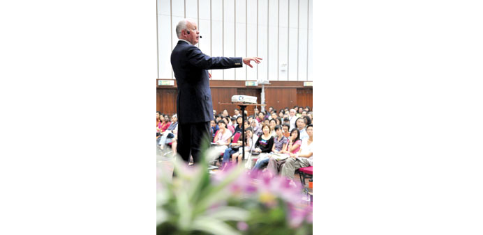 INSIGHT: Tony Buzan addressing a seminar on memory management and mind mapping techniques.