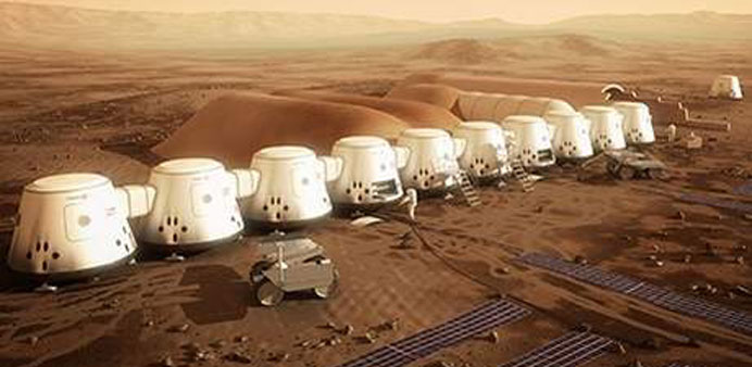  An artistu2019s impression of how the Mars colony would look like by 2025.