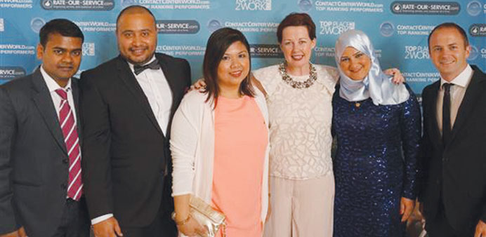 The Vodafone Qatar team at the awards ceremony in Lisbon.