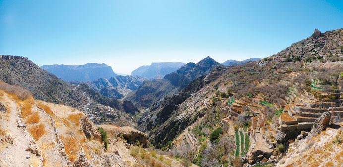 * In some mountainous locations of Oman the rainfall is said to be as high as 900mm. To channel water down to the plains, aflaj tunnels are used.     