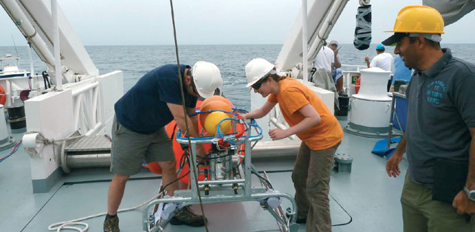  Setting camera sledge for seabed mapping.