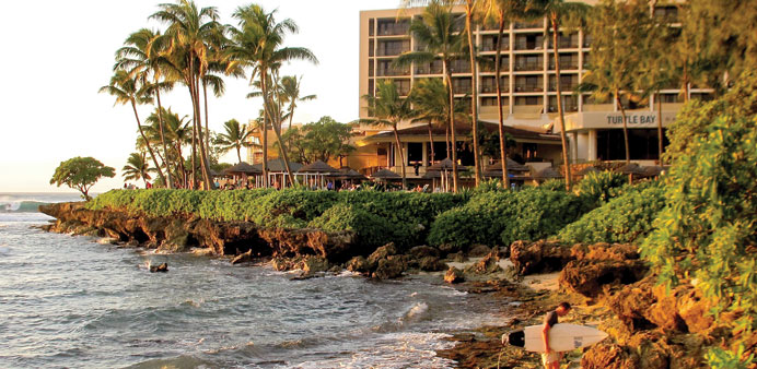 ALONG THE COAST: Turtle Bay Resort is the only big hotel along the east and north shores of Oahu in Hawaii.