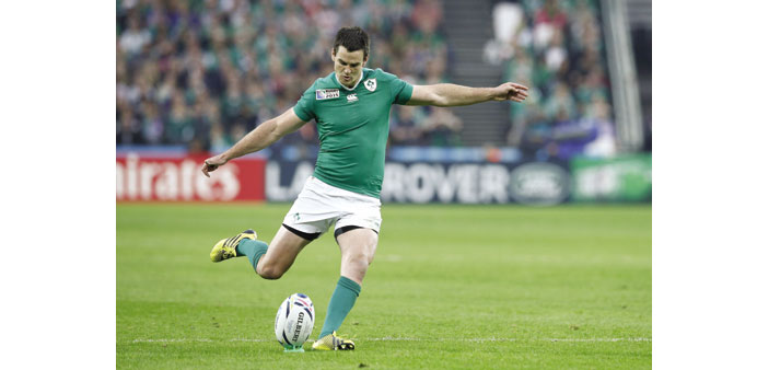 Irelandu2019s Johnny Sexton kicks a penalty. (Reuters)