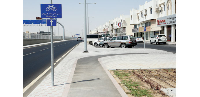 The dedicated bicycle track beside Salwa Road in Doha. PICTURE: Shaji Kayamkulam.